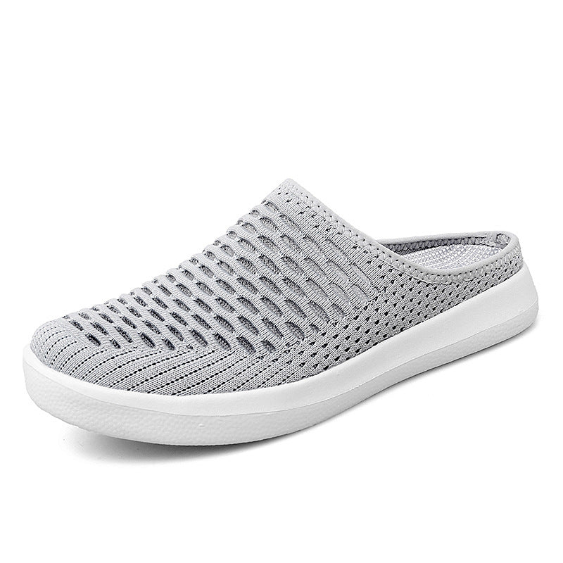 Summer Breathable Mesh Half Slippers - Women's Closed-Toe Heel-Free Slip-On Casual Shoes