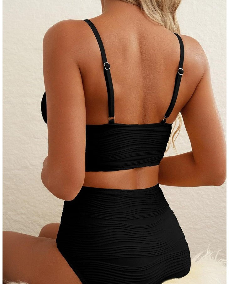 Style Two-Piece Black Bikini Set for Women