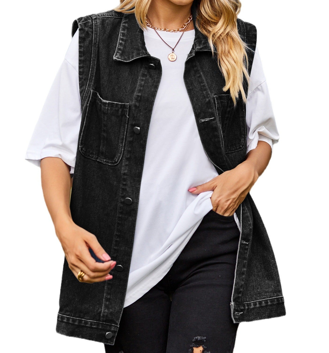 Women’s Fashionable Denim Sleeveless Vest – Spring & Autumn Style
