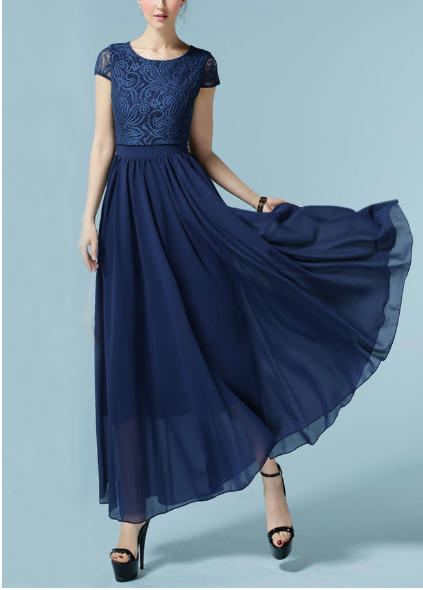 Women Elegant Long Pleated Skirt Dress