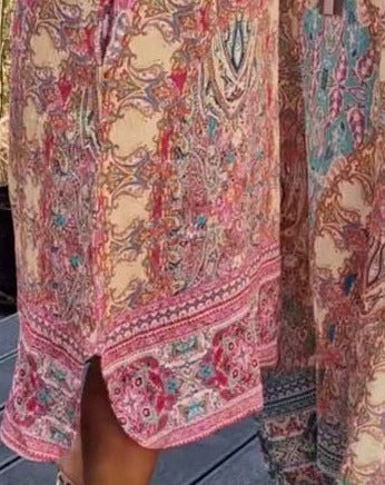 Women’s Printed V-Neck Short Sleeve Dress