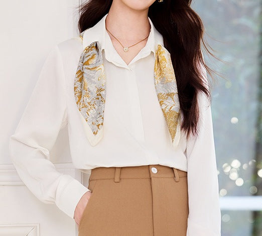 Women's Polo Collar Long-Sleeved Shirt - Classic Lightweight Summer Top