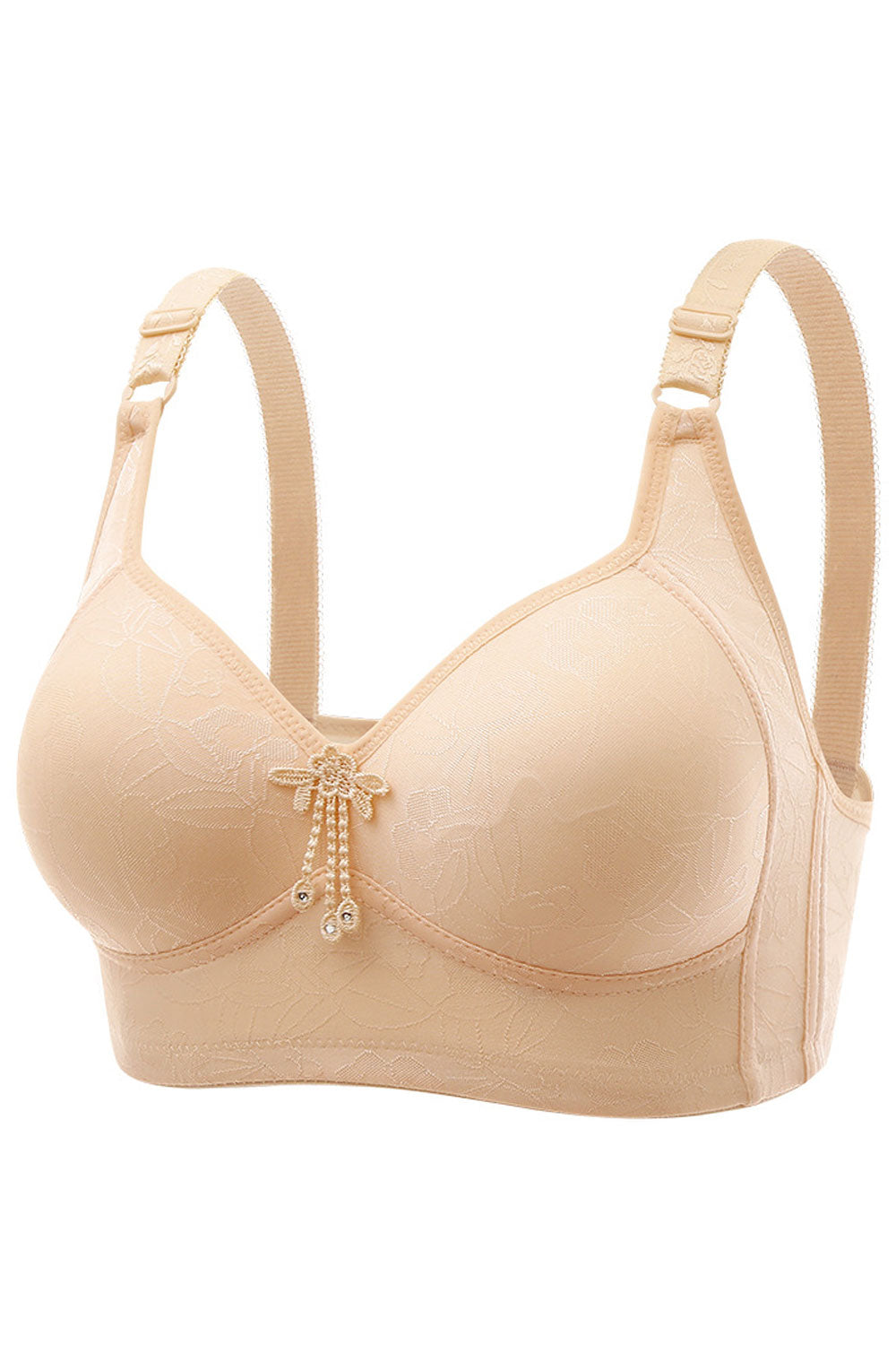 Women Plus Push Up Bralette Floral Soft Everyday Bra Wireless Full Coverage Bra
