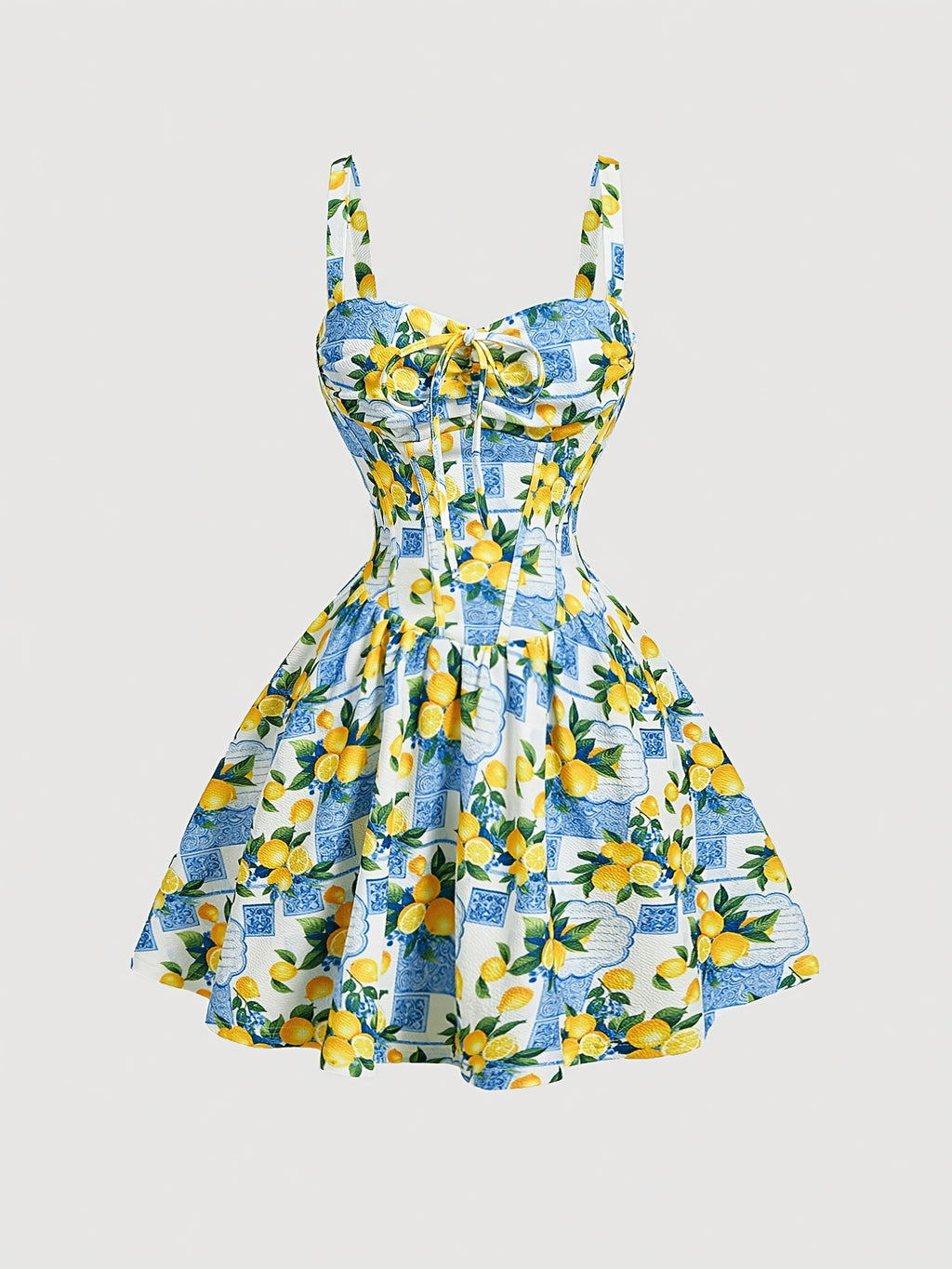 Women's Floral Print Spaghetti Strap Tie-Waist A-Line Midi Dress – Lightweight Summer Casual Dress