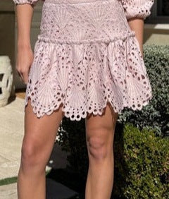 Women's Solid Color V-Neck Lace Cutout Casual Dress