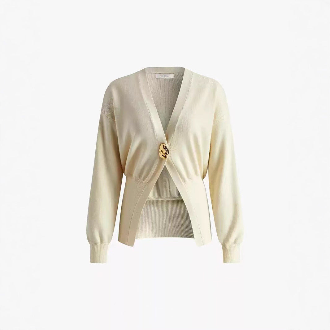 Women's V-Neck Buttoned Knitted Cardigan