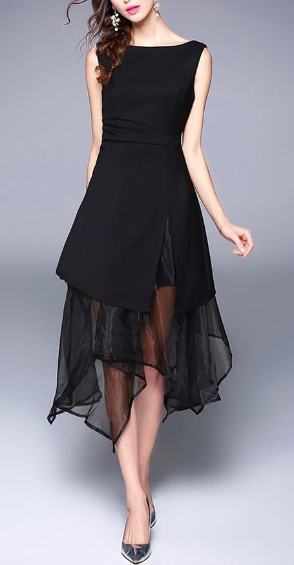 Elegant Asymmetry Sleeveless Dress