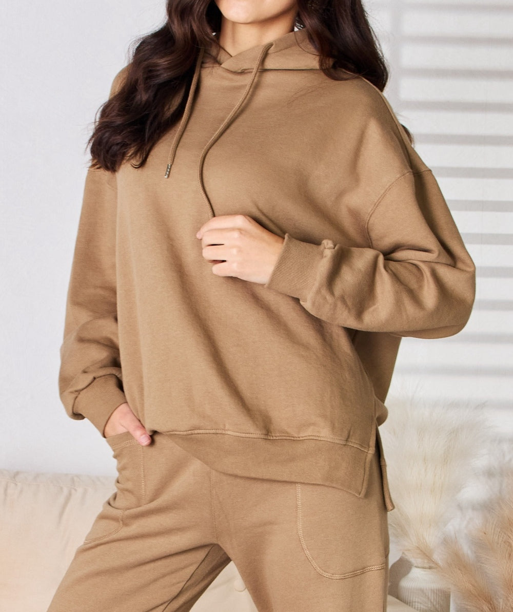 RISEN Drawstring Drop Shoulder Long Sleeve Hoodie