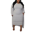 Plus-Size Women’s Autumn Casual Two-Piece Set — Long Sleeve Jacket & Matching Pants / Skirt