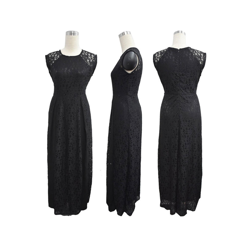 Women Round Neck Sleeveless Plus Size Lace Dress