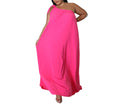 Summer Plus Size One-Shoulder Halter Neck Backless Maxi Dress – Sleeveless Solid Color Long Skirt