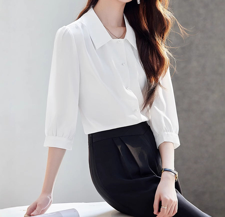 Elegant Women's Chiffon Blouse - Lightweight Summer Top with Soft Flowing Design