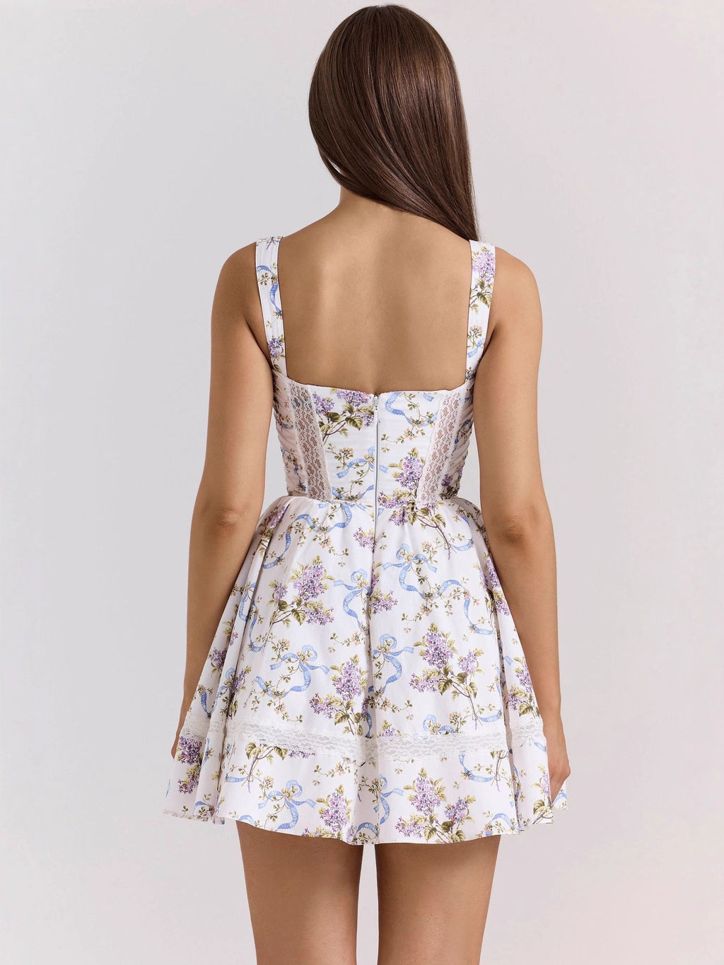 Women's Printed Backless Suspender Waist-Enhancing Puffy Dress