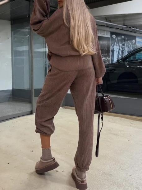 Women's Solid Color Casual Commuter Two-Piece Set