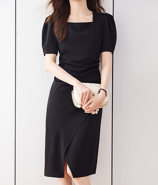 Women’s Spring/Summer Square Neck Elegant Slimming Dress