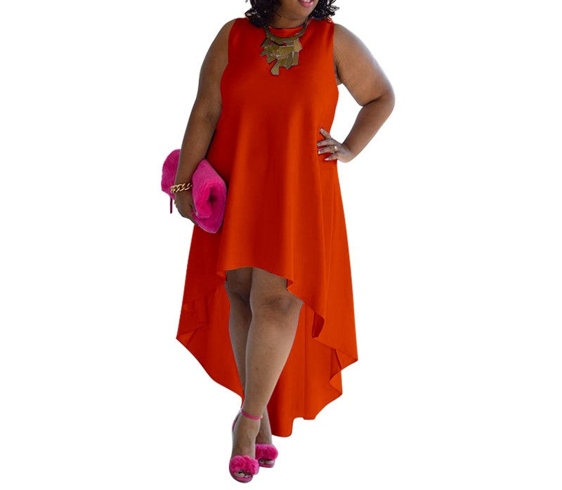 Women's Plus Size Sleeveless Casual Dress – Fashionable Comfortable Round Neck Summer Dress for Everyday Wear