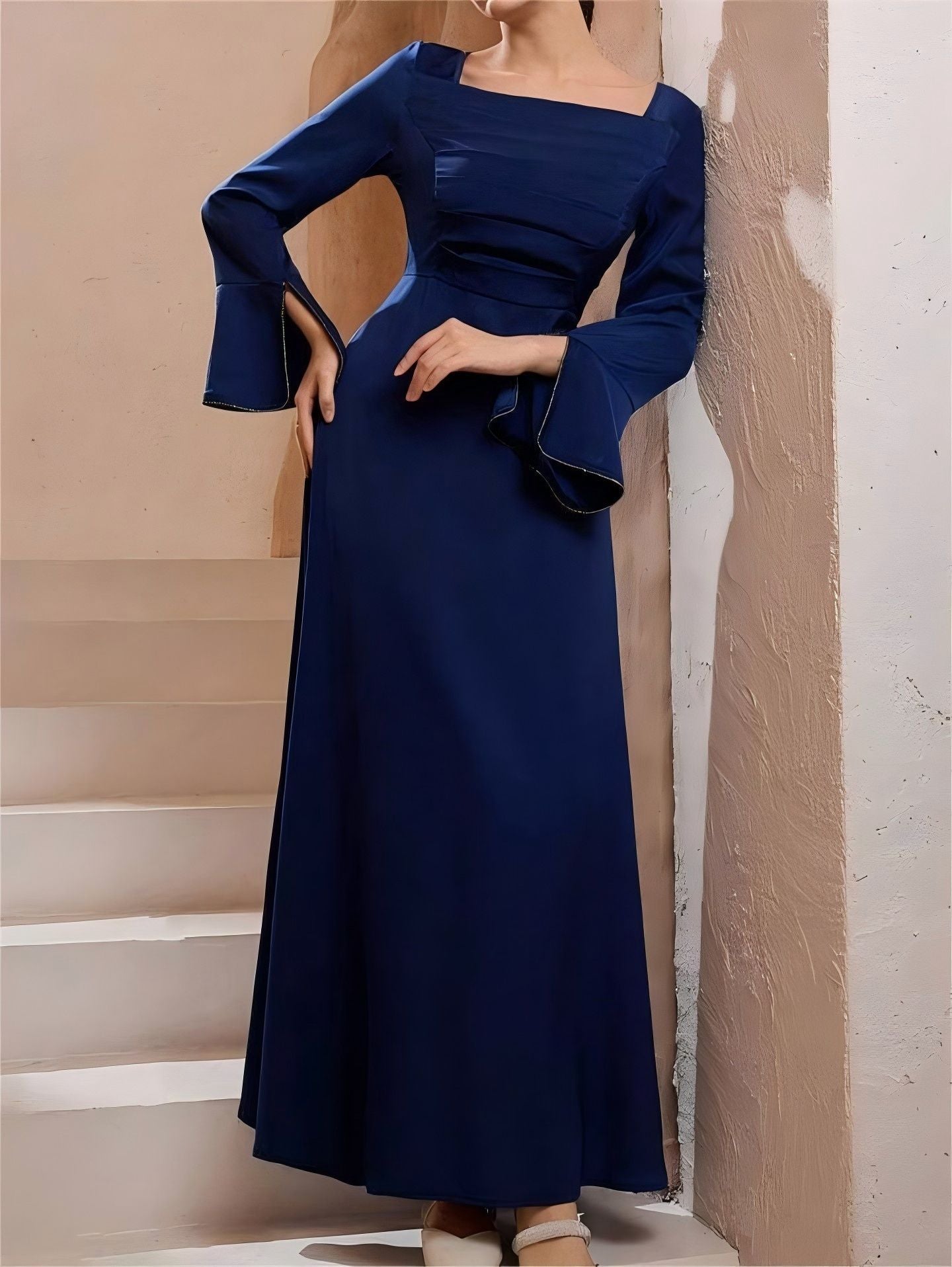 Women's Elegant Long Dress - Timeless Solid Color Maxi Dress with Comfortable Fit for Casual, Office, Party, and Special Occasio