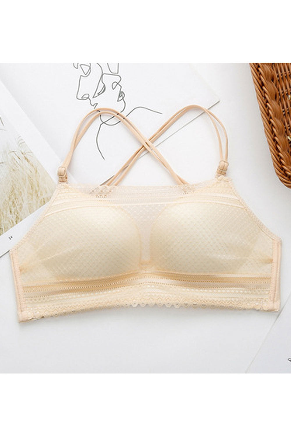 Women Beautiful Comfortable Detachable Double Shoulder Strap Back Three Rows of Buckles Charming Style Without Steel Ring Push-u