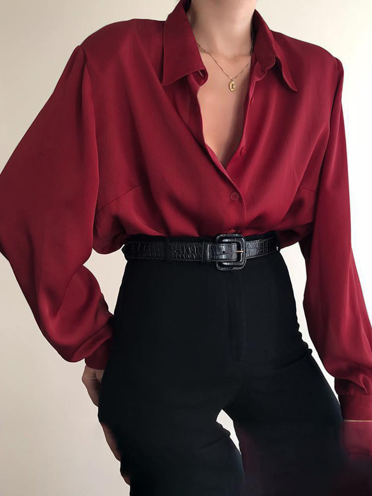 Women's Loose Fit Solid Color Intellectual Elegant Unique Top