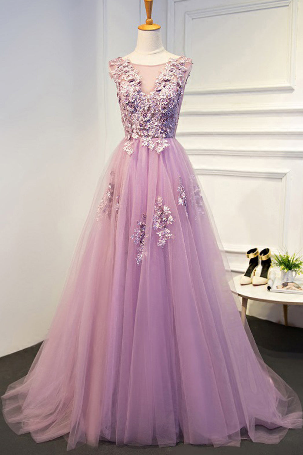 Women Sleeveless Style Flower Decorated Bust Thin Long Skirt Fabulous Evening Party Dress