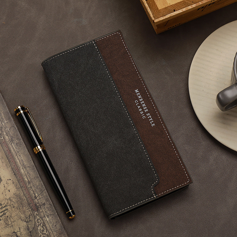 Men’s Long Multi-Card Slot Suit Wallet – Trendy Business ID Card Holder Clutch Bag