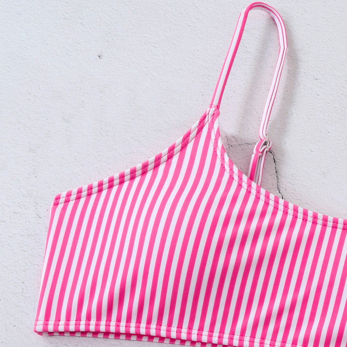 New Striped Shoulder Strap High-Waist Open-Back Bikini Split Swimsuit for Women