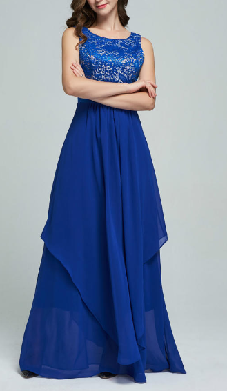Women Slim Long Prom Wedding Dress Blue
