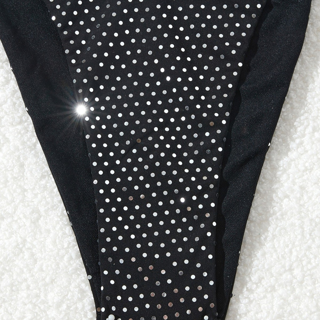 New Solid Color Lace-Up Neck Bikini with Split Backless Design