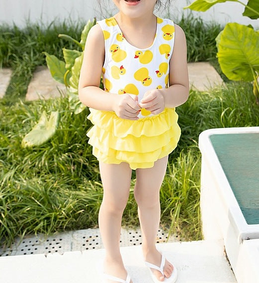 Girls Summer Cartoon Lace One-Piece Swimsuit – Cute Fashion Beachwear - RAC26JP5464BATSW