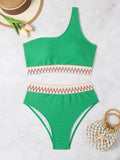 One-Shoulder High-Waisted Two-Piece Plus Size Bikini Swimsuit