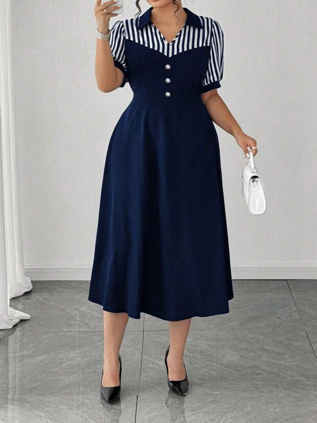 Women's Slim Fit Mid-Length Short Sleeve Casual Dress