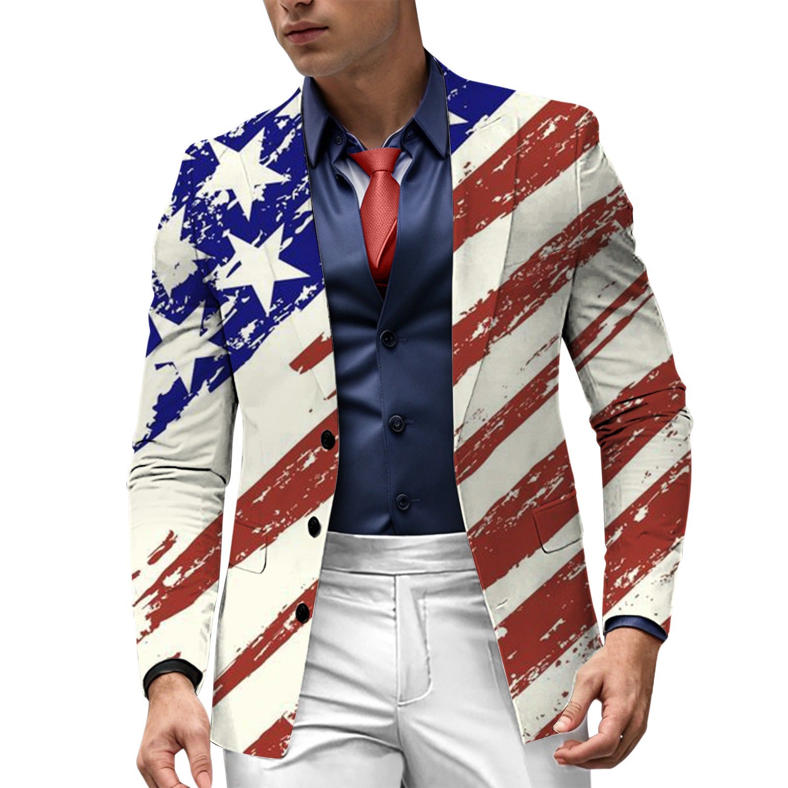 American Flag 3D Print Casual Suit Jacket