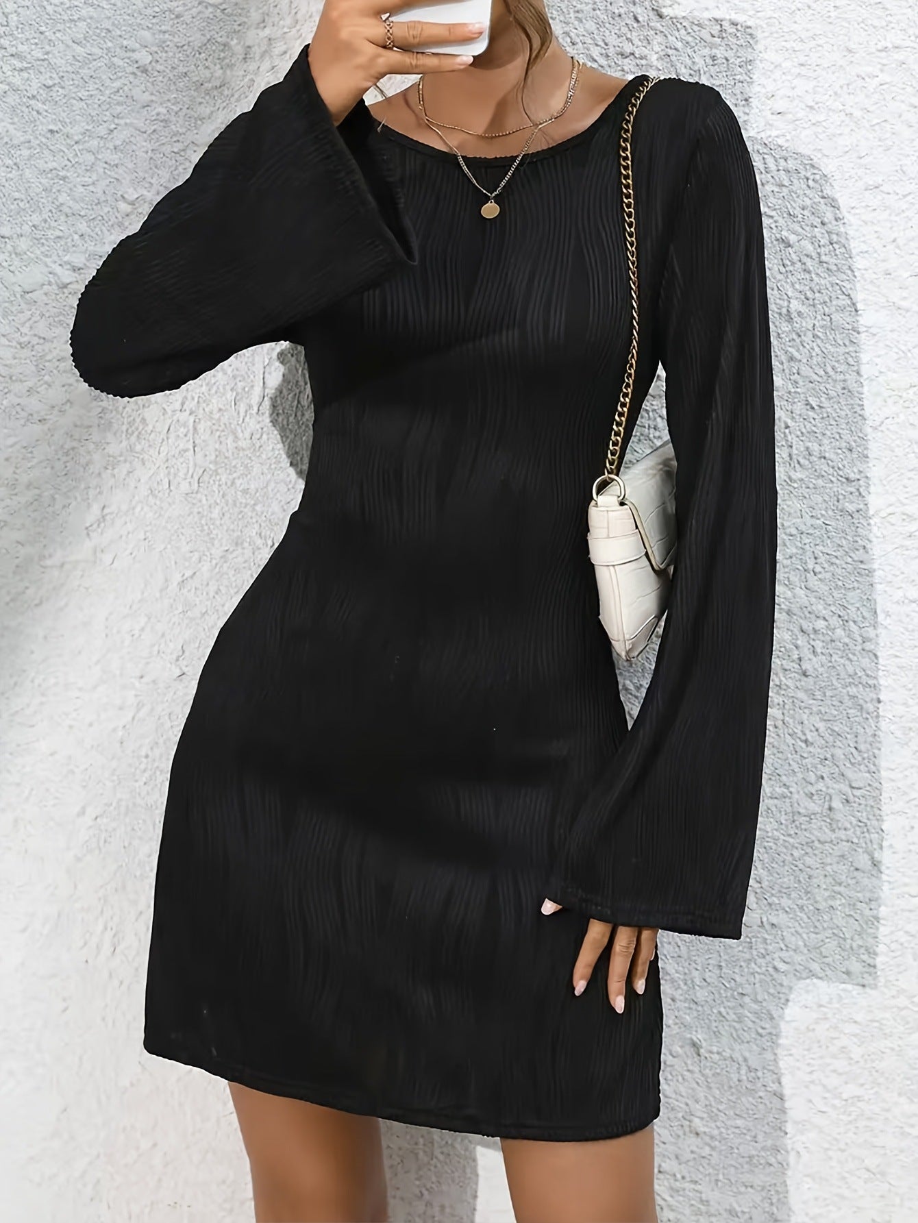 Women's Autumn Backless Lace-Up Elegant Long Dress - Simple Fashion Design for Casual, Party, Evening & Holiday Wear