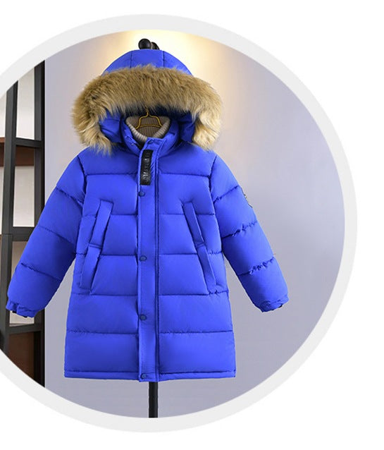 New Winter Boys’ Cotton-Padded Jacket – Mid-Length Thick Warm Down-Cotton Coat for Middle & Large Children - RAC25JP3247BOW
