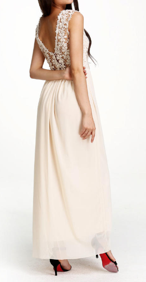 Women Sleeveless Lace Stitched Full Length Dress
