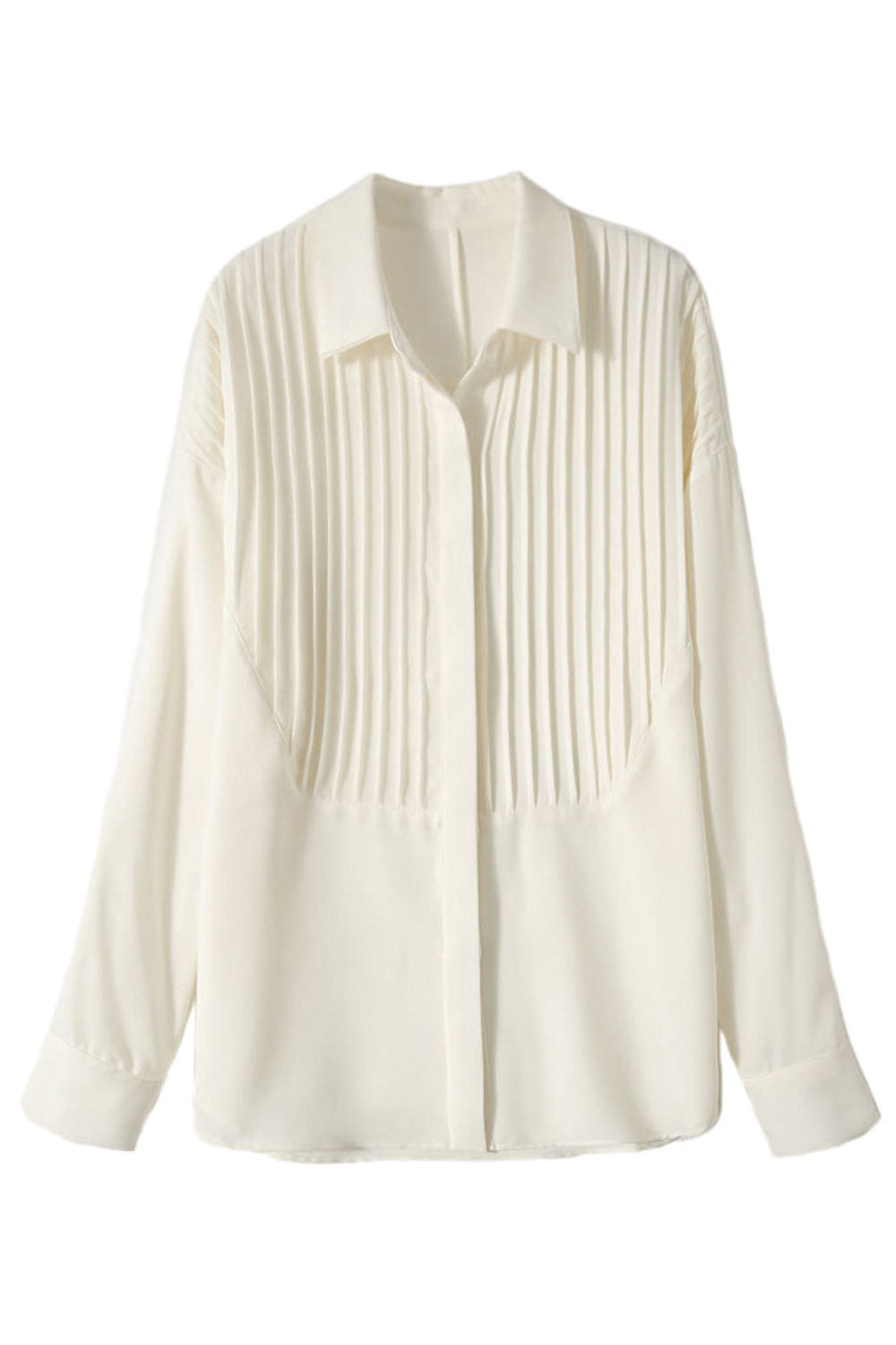 Women Solid Pattern Long Sleeves Lapel Collar Spring Blouse