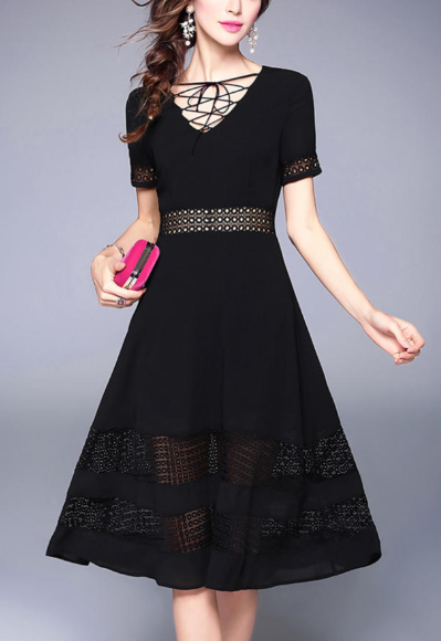 Womemn Stylish V Neck Party Dress
