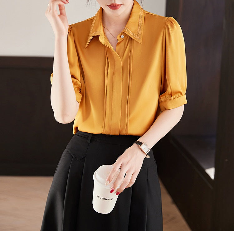 Women's Short-Sleeved Chiffon Shirt - Summer Lightweight Loose Fit Comfortable Top