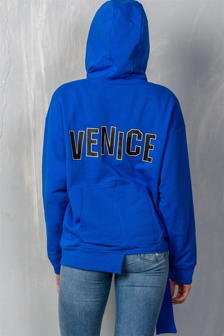 Women's Uneven Hem Graphic "venice" Pullover Hoodie