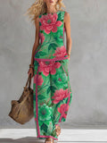 Women's Floral Print Wide-Leg Pants Two-Piece Set