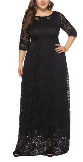 Women Plus Size Lace Pocket Formal Dress