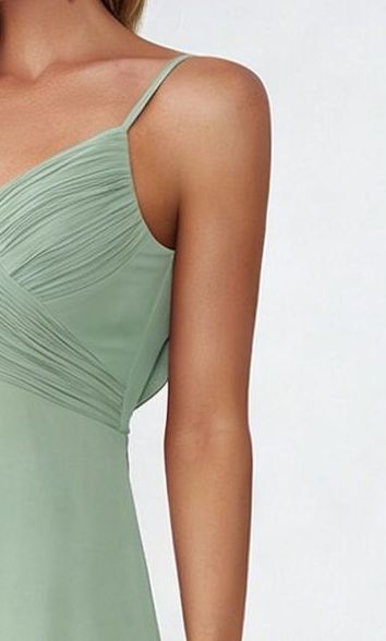 Women's Deep V-Neck Sleeveless Front Pleated Chiffon Maxi Dress