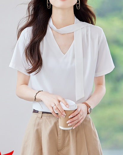 Women's Summer Casual Round Neck Work Shirt