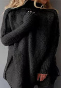 Women's Solid Color Long-Sleeved Sweater - Classic Comfortable Knit Top