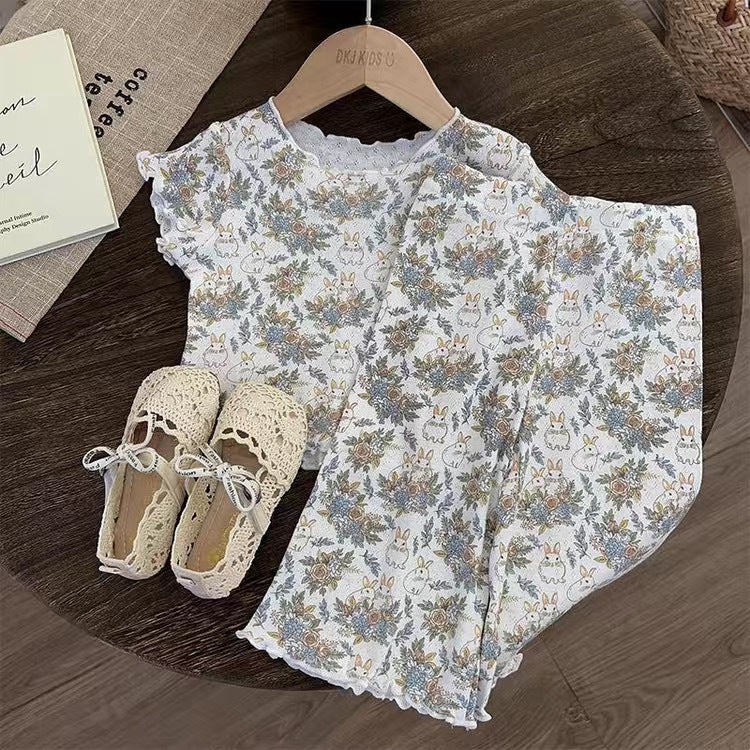 Girls’ Summer Home Wear Suit – Soft & Comfortable Baby Outfit Set for Everyday Use - RAC26JP5370BATS