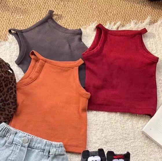 Girls Summer Solid Color Camisole Vest - RAC26JP5470BATT