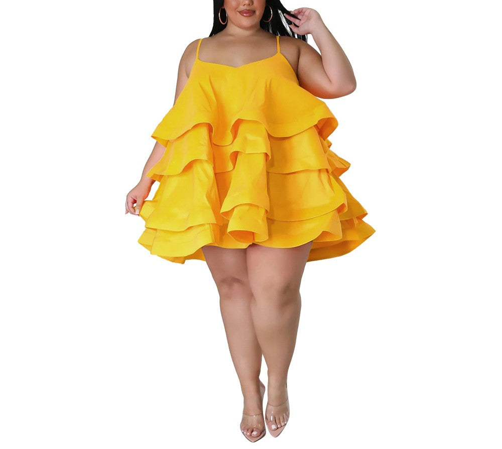 Women's Sleeveless Ruffled Dress with Adjustable Shoulder Straps – Summer Casual Flowy Sundress