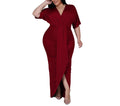 Plus Size Women's Irregular V-Neck Long Sleeve Club Dress – Sexy Nightclub Party Wear