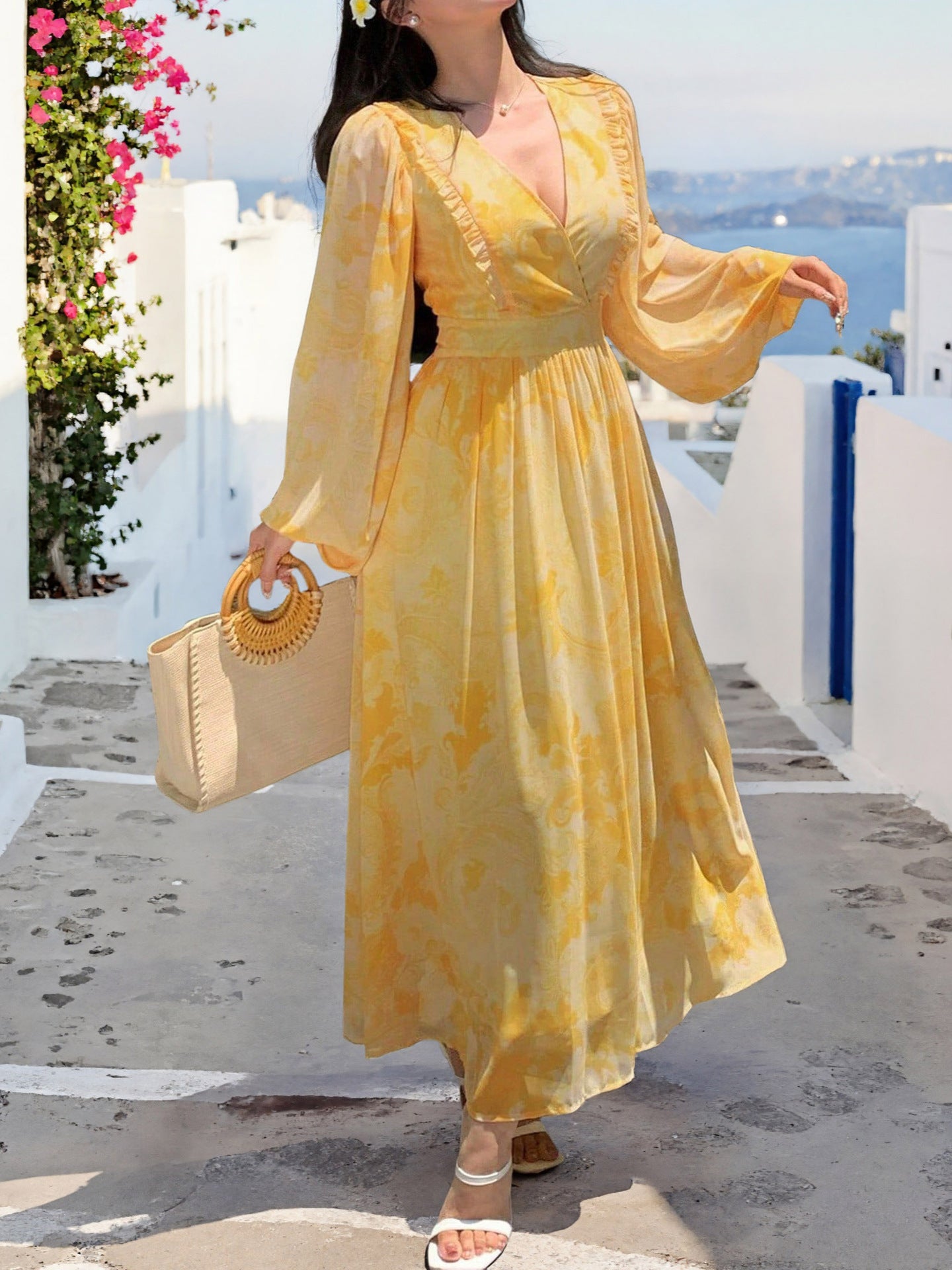 Women's Summer 2026 Floral Print Maxi Dress – Elegant Holiday Long Dress with Lightweight Design for Vacation, Casual, and Outdo