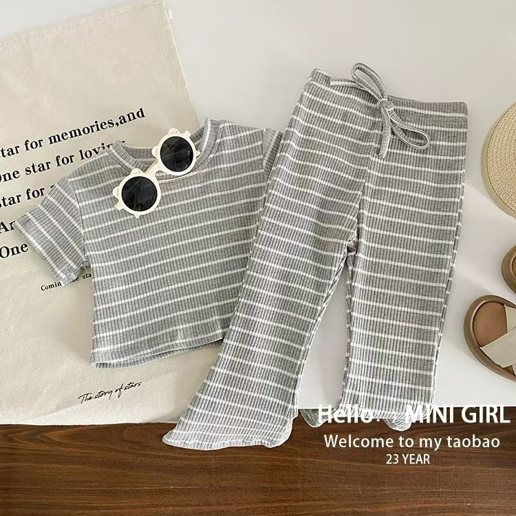 Summer Girls’ Striped Outfit Set - RAC26JP5371BATS